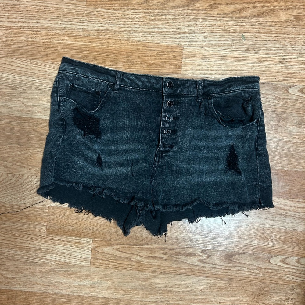 Indigo Rein Charcoal Distressed Jean Shorts